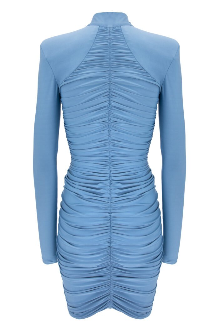 GREY SHORT DRAPED DRESS WITH ZIPPER - Image 2