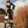 BLACK LEATHER MIDI NAOMI DRESS - Image 3