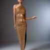 NUDE LONG CUT-OUT CRYSTAL-EMBELLISHED DRESS - Image 2