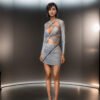 GREY SHORT DRAPED DRESS WITH CUT-OUTS AND ZIPPER - Image 3