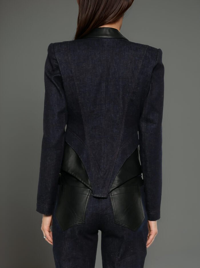 INDIGO DENIM TUXEDO WITH LEATHER INSERTS - Image 2