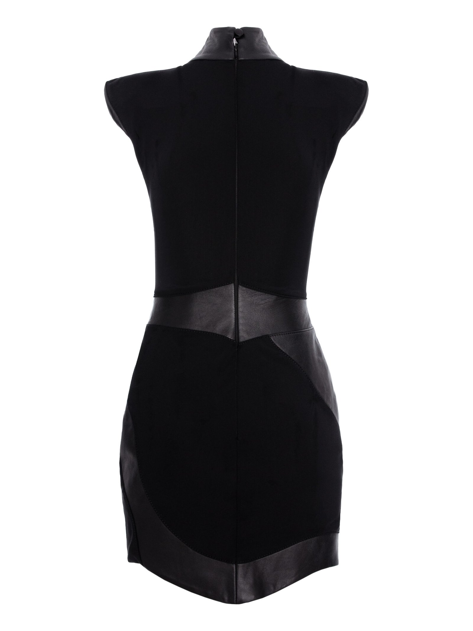 BLACK MINI DRESS WITH LEATHER INSERTS AND STARFISH ACCESSORY BELT - Image 3
