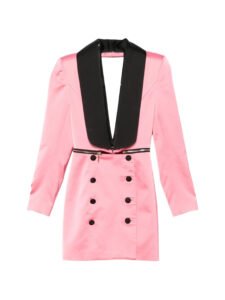 ROSE TUXEDO-DRESS WITH BLACK LAPELS