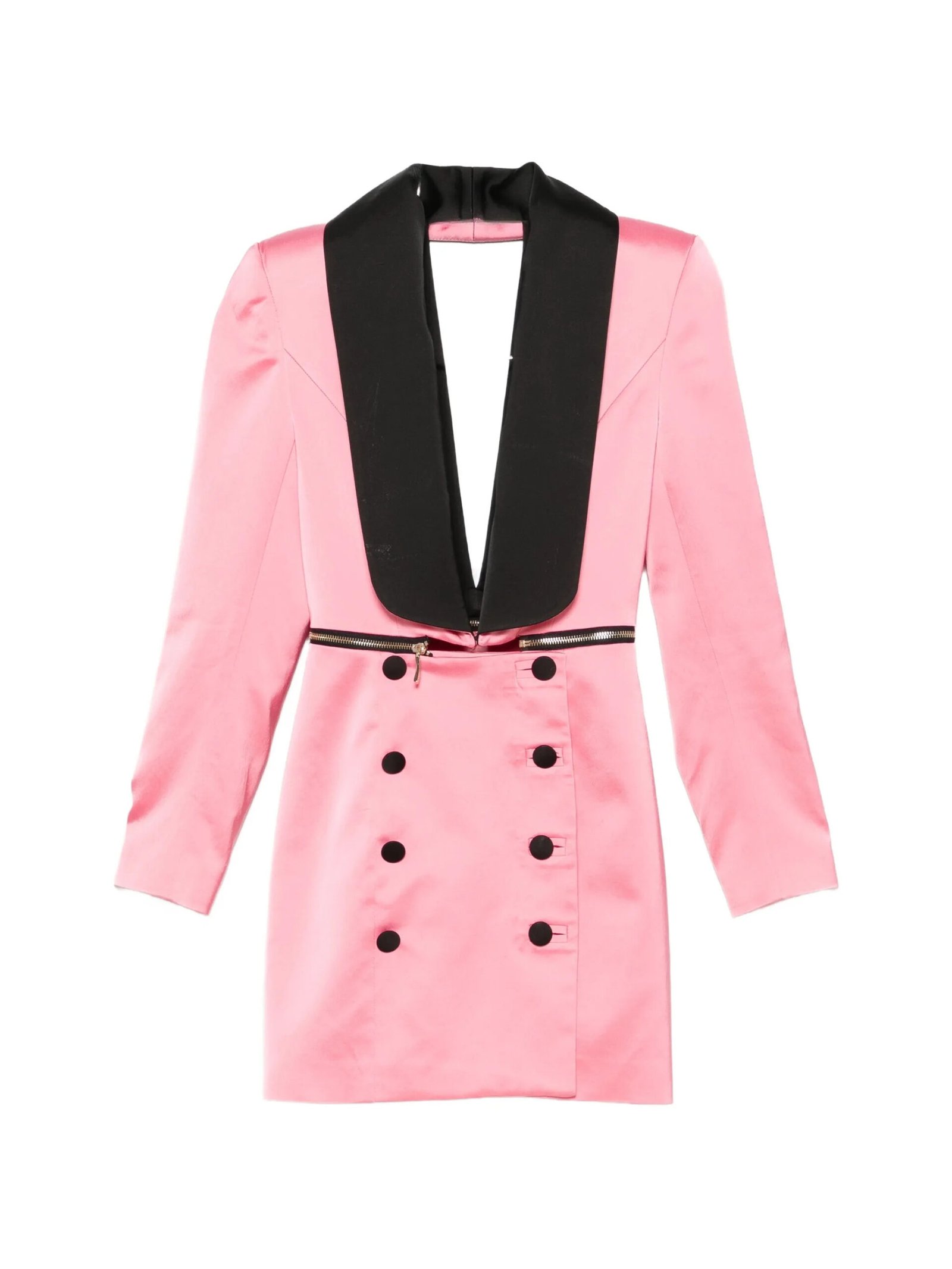 ROSE TUXEDO-DRESS WITH BLACK LAPELS
